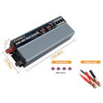 1000W Pure Sine Wave Power Inverter 12V DC to AC 110V 120V Peak Power 2000W with 2 AC Outlets Car Inverter and Dual 3.4A USB Port Cooling Fans and LCD Display for Inverter Home RV Car Solar System