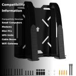 Universal Wall and VESA Mount for Micro PC, UPS Units, WiFi Router, Cable Modem and Other Electronic Devices Adjustable Strap Mount Bracket for Dell HP Lenovo Mini PC Mounted Behind The TV or Monitor