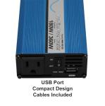 AIMS 180 Watt, 360 Watt Peak, Pure Sine DC to AC Power Inverter, USB Port, Cables Included - Non UL Listed