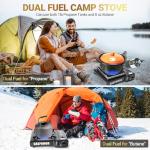 Propane or Butane Stove Dual Fuel Stove Portable Camping Stove with Carrying Case&Windblocker, 10,000 BTU Butane Propane Stove, Automatic Ignition for Emergency Preparedness Kit (Fuel Not Included)