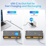 JIYHF Portable Power Station 99.9Wh, Laptop Charger & Backup Power with 65W USB-C PD, 100W AC Outlet, 12V DC Output, LED Light for Camping, Home Backup, Emergency, RV