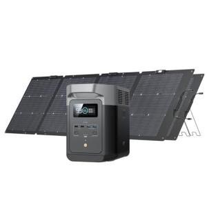 EF ECOFLOW Solar Generator DELTA 2 with 2x220W Portable Solar Panels, 1024Wh LFP Battery, Fast Charging, Portable Power Station for Home Backup Power, Camping & RVs