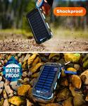 BytePower SolarCharger Power Bank 20000mAh, Portable Solar Pone Charger with Compass,Carabiner, Whistle,Flashlights,Solar Panel Charger,Camping Gear Accessory (Blue)