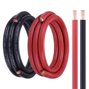 Geosiry 2/0 Battery Cable, 10FT Red + 10FT Black 2/0 Welding Cable, Stranded Oxygen-Free Copper Wire for Automotive, Battery, Solar, Marine and Generator