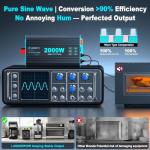 LANDERPOW Pure Sine Wave Inverter 2000 Watt, 12V DC to 120V AC Inverters for RV, Truck, Solar, Home, Power Inverter with 3 AC Outlet, 30W USB-C, 5V 3.1A USB, Hardwire Port, Remote Control, Surge 4000W