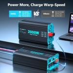 LANDERPOW Pure Sine Wave Inverter 2000 Watt, 12V DC to 120V AC Inverters for RV, Truck, Solar, Home, Power Inverter with 3 AC Outlet, 30W USB-C, 5V 3.1A USB, Hardwire Port, Remote Control, Surge 4000W