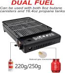 Portable Butane Stove - Compact Gas Grill Stove with Detachable Grate + Durable Carry Case | Dual Fuel Tabletop BBQ for Camping, Korean BBQ, Tailgating | Fast Stainless Steel Outdoor Cooker