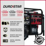 DuroStar DS13000MXT 13,000-Watt 500cc Tri Fuel Portable Generator - Gas, Propane & Natural Gas, Remote Electric Start, Whole Home Power Backup, Transfer Switch Ready, RV & Emergency Ready