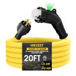 20FT NEMA L14-30P to SS2-50R RV Marine Power Generator Adapter Cord, 30A 4 Prong Locking Generator L14-30P Male to 50A Marine Shore Power SS2-50R Female with 135° Elbow Grip Handle LED Power Indicator