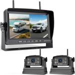 ZEROXCLUB Magnetic Wireless RV Backup Camera System: 7" HD 1080P DVR Monitor with 2-Rear Camera, DVR Monitor & IR Night Vision, Portable Rechargeable Camera for RV/Trailer/Fifth Wheels/Camper BC702