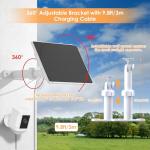Solar Panel for Ring Camera,6W Solar Charger for Ring Stick Up Cam&All-New Spotlight Cam Outdoor Wireless Battery Series,Fast Charging,Adjustable Mount,10ft/3m Cable,USB-C to Barrel Plug Adapter