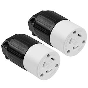 ENERLITES NEMA L6-20R Locking Connector for Generator, Twist Lock Female Plug, 20 Amp, 250 Volt, 2 Pole, 3 Wire Grounding, Industrial Grade Heavy Duty, UL Listed, 66412-BK, Black, 2 Pack
