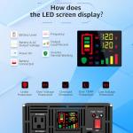 XWJNE 1200 Watt Pure Sine Wave Inverter 12V DC to 120V AC 2400W Peak Power with LED Display for RV Car Truck Off-Grid Solar Power