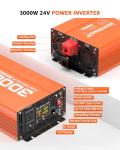 Joemnwart 3000W Pure Sine Wave Power Inverter 24V DC to 110V AC Converter, LED Display,Remote Control, Car Inverter with 2AC Outlets,Fast Charging USB Port for RV,Truck,Home