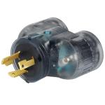 ElecStream Tech NEMA L6-30 Splitter Adapter，250Volt Twist Lock Male Plug L6-30P to (2) L6-30R Female Receptacle，Generator 30AMP 3-Prong Locking (L6-30P/2* L6-30R Clean Black)