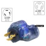 ElecStream Tech NEMA L6-30 Splitter Adapter，250Volt Twist Lock Male Plug L6-30P to (2) L6-30R Female Receptacle，Generator 30AMP 3-Prong Locking (L6-30P/2* L6-30R Clean Black)