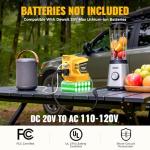 Real 200W Power Inverter Compatible With Dewalt, DC 20V to AC 110-120V Battery Inverter, LIVOWALNY Portable Power Station Generator, Charger Adapter Battery Powered with 2 USB & 1 Type-C & 1 AC Outlet