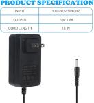 19V Portable Power Supply Charger for Marbero M82 M82MAX M822 M822MAX M87 M88 M168 Portable Power Station Solar Generator Battery 19V 1.5A Wall Adapter Charger