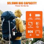 Portable Power Bank Station 99Wh Outdoor Generator LCD Display Backup Phone Battery Pack Portable PD Fast Charger for Laptop Cellphone Travel Camping Home Use with Full Flashlight