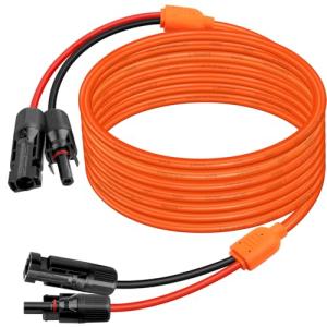 XRDS -RF Solar Extension Cable 25FT, 14AWG Tinned Copper with Solar Panel Connectors, 10AWG Red & Black Branch Wires, Heavy Duty Outdoor Power Cord for RV, Inverter, Generator, Off-Grid System