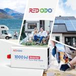 Redodo Pure Sine Wave Inverter 1000W Convert DC 12V to AC 110V, Monitoring Screen Showing Real-Time Status, for Off-Grid Solar Power System, RV, Home Backup Power