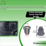 NIUQIUP 4-Pack AAA Igniter Button Caps with Springs - Replacement Push Button for Gas Fire Pit, BBQ Grill, Barbecue Spark Generator - Includes Mounting Threads (18mm)