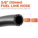 Taxutor 3/8 Inch ID Fuel Hose 10FT - Professional Grade SAE 30R7 Kit with 10 Clamps - High Pressure 300PSI for Gas, Oil, Diesel Lines in Cars, Boats, Generators