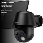 Solar Security Cameras Wireless Outdoor, 2K Pan/Tilt 360° View Solar/Battery Powered WiFi Cameras for Home Security with AI Motion Detection, Spotlight, 2-Way Audio, Siren, IP65, SD/Cloud Storage