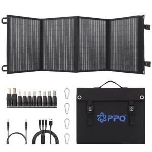 PPQ 40W Portable Solar Panel Kit 18V/2.2A,3lb Foldable Briefcase Solar Charger w/ 24% Efficiency,2 Cables & 14 Outputs for All Phones, Pads, Camping Power Banks, IP67 Waterproof