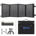 PPQ 40W Portable Solar Panel Kit 18V/2.2A,3lb Foldable Briefcase Solar Charger w/ 24% Efficiency,2 Cables & 14 Outputs for All Phones, Pads, Camping Power Banks, IP67 Waterproof