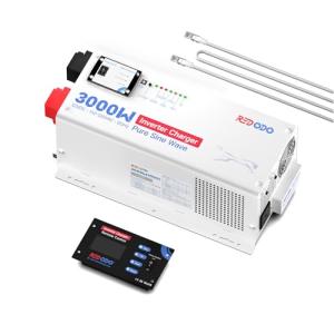 Redodo 3000w Pure Sine Wave Inverter Charger 12V DC to 120V AC Surge 9000w w/Remote Control for Off-Grid Solar RV Boat Home, Compatible with Lithium & Various Batteries