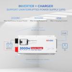 Redodo 3000w Pure Sine Wave Inverter Charger 12V DC to 120V AC Surge 9000w w/Remote Control for Off-Grid Solar RV Boat Home, Compatible with Lithium & Various Batteries