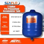 SEAFLO 2 Gallon Pre-Pressurized Accumulator Expansion Tank – Reduces Pump Cycling, Smooth Water Flow, 87 PSI, 3/4" MNPT, Compact Design for RV, Marine, Boat & Off-Grid Systems – 4-Year Warranty