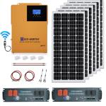 ECO-WORTHY 4.68KWH Solar Power Complete Kit Pro 1200W 48V with Lithium Battery and Inverter for Home: 6pcs 195W Solar Panel + 2pcs 48V 50Ah Li-Battery + 3500W Solar Charger Inverter
