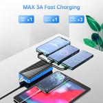boogostore Portable Charger with Built in Cable and Wall Plug 50000mAh PD30W Fast Charging Solar Power Bank with 5 Output & 2 Input Dual LED Flashlights Phone Holder External Battery Pack (Blue)