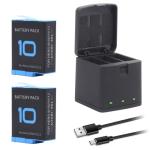 2-Pack Hero 10 Batteries for GoPro Hero 12, Hero 11, Hero 10, Hero 9 Black Sport Action Camera with 3 Channel Battery Charging Station Power Fast Portable Accessory High Capacity