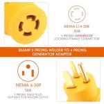 Kanayu 30 Amp Welder Adapter Compatible with NEMA 6-50P to L14-30R, 50 A 6-50P Male to 30A L14-30R Female, 3 Prong Welding Outlet to 4 Prong Generator Locking Plug Generator to Welder Adapter