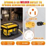 Kanayu 30 Amp Welder Adapter Compatible with NEMA 6-50P to L14-30R, 50 A 6-50P Male to 30A L14-30R Female, 3 Prong Welding Outlet to 4 Prong Generator Locking Plug Generator to Welder Adapter