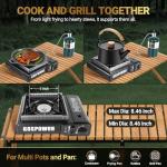 Propane or Butane Stove with Windblocker, Dual Fuel 10,000 BTU Propane Stove for Camping, Automatic Ignition,Gas Portable Stove with Adapter Hose Carrying Case & Griddle for Hiking (Fuel Not Included)