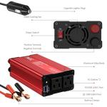 FOVAL 600W Power Inverter 12V DC to 110V AC Car Plug Adapter Outlet Converter with [65W PD USB-C] & [18W QC USB-A] Fast Charging Ports and 2 AC Outlets Car Power Inverter for Laptop Computer