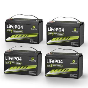 12V 100Ah LiFePO4 Battery Group 31 With Built-in 100A BMS, 15000 Deep Cycles Rechargeable Lithium Battery Prefect for Solar System, Rvs, Marine, Vans, Trailer, Backup (12V 100Ah*4Packs)
