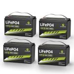 12V 100Ah LiFePO4 Battery Group 31 With Built-in 100A BMS, 15000 Deep Cycles Rechargeable Lithium Battery Prefect for Solar System, Rvs, Marine, Vans, Trailer, Backup (12V 100Ah*4Packs)