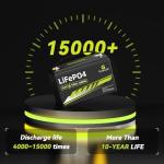 12V 100Ah LiFePO4 Battery Group 31 With Built-in 100A BMS, 15000 Deep Cycles Rechargeable Lithium Battery Prefect for Solar System, Rvs, Marine, Vans, Trailer, Backup (12V 100Ah*4Packs)