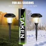 Taken AAA Batteries 12-Count, 720mWh Pre-Charged Solar Batteries for Outdoor Solar Lights, Garden Lights, String Lights, Sidewalk Pathway Lights (1.2V NiMH 600mAh)