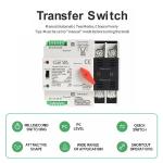 GEYA Mini ATS Automatic Transfer Switch Electrical Selector Switches Dual Power Switch 3Pole 100A 220V 50/60Hz Grid to AC Generator (Black)