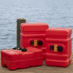 Scepter 08669 Rectangular 12 Gallon Low Profile Marine Fuel Tank For Outboard Engine Boats, 24.5" x 18" x 11.5", Red