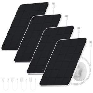 Solar Panel for eufy Camera,Security Camera, 4W Solar Panels for eufyCam E, 2/2Pro, 2C/2C Pro, soloCam E20/E40, IP65 Waterproof USB-C Solar Panel Charger for eufy with Micro USB & Rubber Plug (4 Pack)