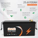 24V 100Ah LiFePO4 Lithium Battery, Build-in 100A BMS with Low-Temp Protection, Smart Display, Deep Cycle, 2560Wh Batteries Perfect for Trolling Motor, Trailer, Boat, Marine, RV, Solar System, Backup