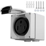 HiFind 50 Amp Power Outlet Box, NEMA 6-50R Receptacle, 250V Heavy-Duty Outdoor Dustproof Weatherproof Socket Plug for Electric Vehicles, Generators, Plasma Cutter, Welding Machines&, ETL+ Screw Kits