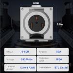 HiFind 50 Amp Power Outlet Box, NEMA 6-50R Receptacle, 250V Heavy-Duty Outdoor Dustproof Weatherproof Socket Plug for Electric Vehicles, Generators, Plasma Cutter, Welding Machines&, ETL+ Screw Kits